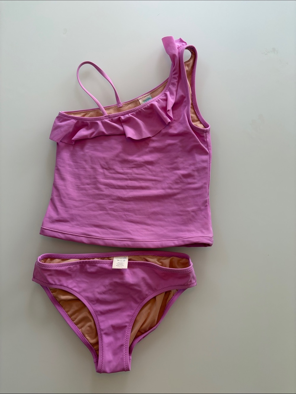 Crewcuts Girls Pink/Purple Ruffled Tankini Set